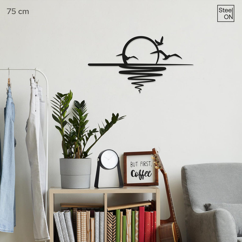 Sunset with Birds – metal Wall Art