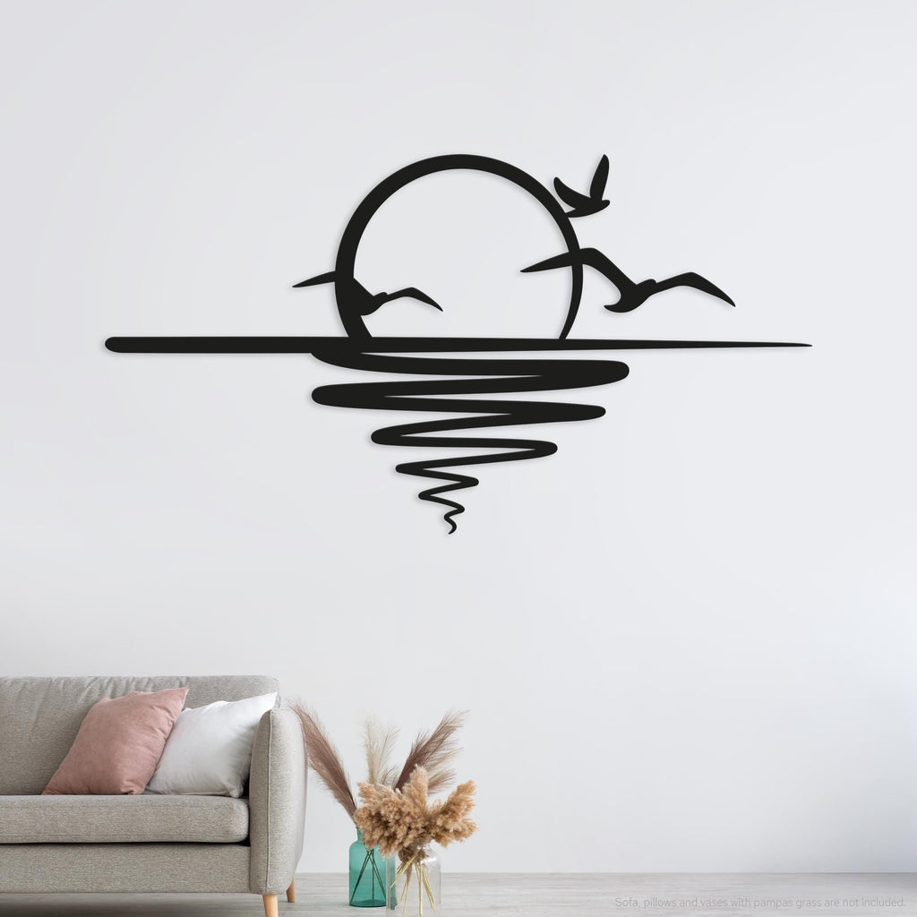 Sunset with Birds – metal Wall Art